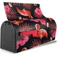 thumbnail image 3 of Flamingo with Tropical Palm Leaves and Hibiscus Flower Mailbox Cover Magnetic Mailbox Wraps Post Box Cover Décor 21x18 in, 3 of 6