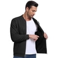 thumbnail image 3 of GIRUNS Men's Casual Varsity Jacket Vintage Suede Bomber Jackets Lightweight Outerwear Coat Black 2XL, 3 of 6