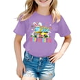 thumbnail image 3 of Happy Easter Tshirts for Kids Cute Cartoon Bunny School Bus Graphic Boys Girls Short Sleeve Tee Egg Party Outfit 3-13Y Purple, 4-5 Years, 3 of 4
