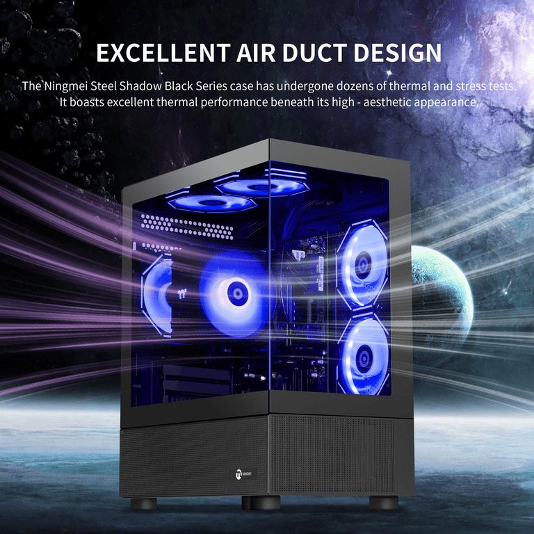 Ningmei Gaming Desktop PC AMD Ryzen 7 5700G,  Radeon Graphics, 16GB DDR4 RAM, 1TB SSD, 6 RGB Fans, Win11, WiFi