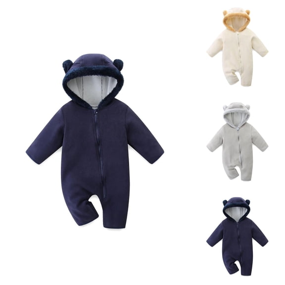 Baby Bear Jumpsuit Outfit Girls Boys Winter Hooded Romper Snowsuit