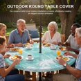 thumbnail image 3 of Round Outdoor Tablecloth with Umbrella Hole and Zipper, Tropical Palm Tree Tablecloth with Elastic Waterproof, Turquoise White Plants Coastal Leaf Beach Patio Table Covers for 55" - 60" Pool Tables, 3 of 9