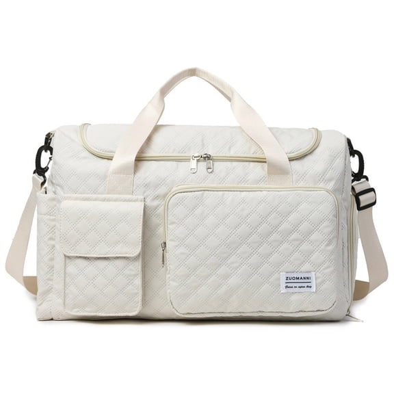 Travel Duffle Bag for Women Men, Sports Tote bag Overnight Bag, Portable Large Duffel Foldable Waterproof Duffel Tote for Plane Sports Dance, White