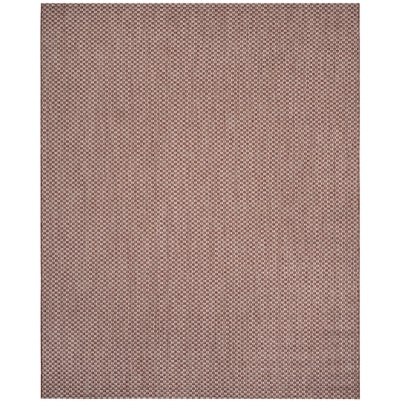 SAFAVIEH Courtyard Blair Checkered Indoor/Outdoor Area Rug, Rust/Light Grey, 8' x 10'