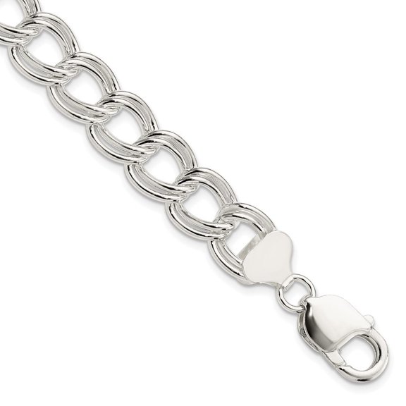Auriga Fine Jewelry 925 Sterling Silver 11.5mm Double Link Charm Bracelet 7inch for Women