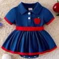 thumbnail image 2 of YDFCWXW Baby Girl Clothes Back to School Romper Onesie A Dresses Summer Cute Outfits (Blue, 3-6 Months), 2 of 5