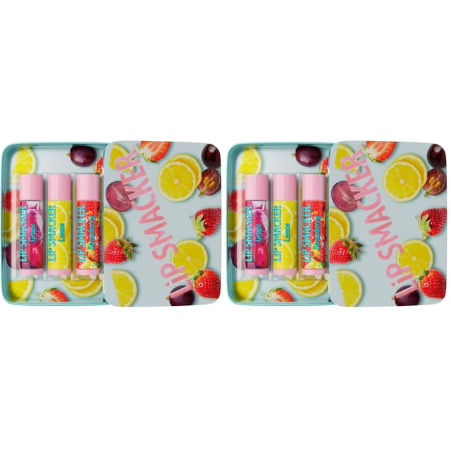 Set de bálsamo labial Lip Smacker Nostalgia Trio Tin Grape Lemon Straw