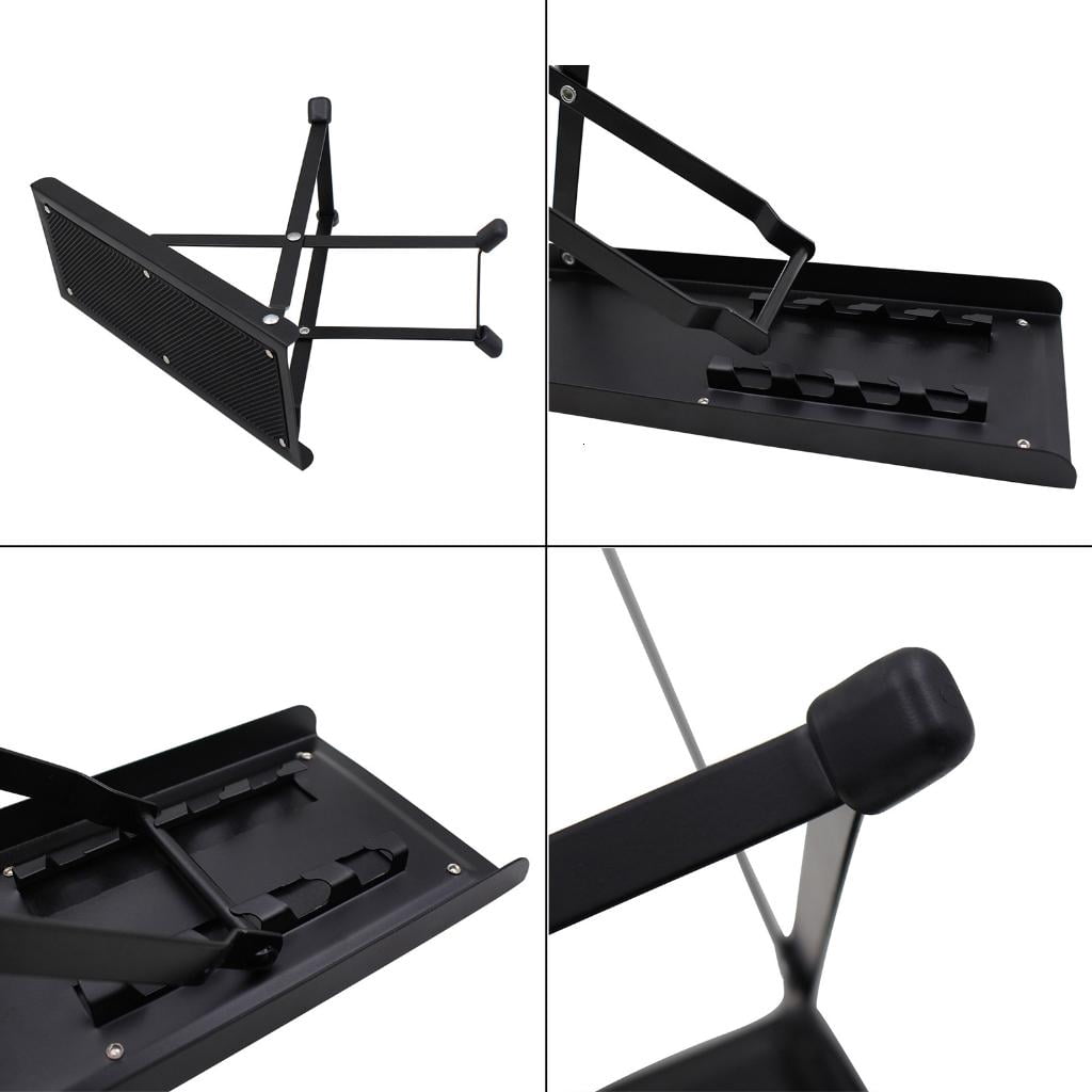 Yihuala Metal Guitar Footstool Foldable Footrest, Adjustable Height Wood Folding Guitar Pedal for Guitar Bass