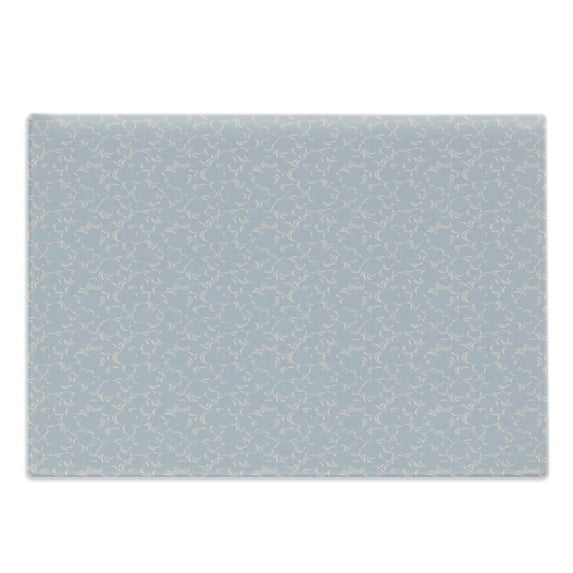 Floral Cutting Board, Flower Arrangement Abstract Flying Petals Foliage Leaves Silhouette Composition, Decorative Tempered Glass Cutting and Serving Board, Large Size, Blue Grey Tan, by Ambesonne