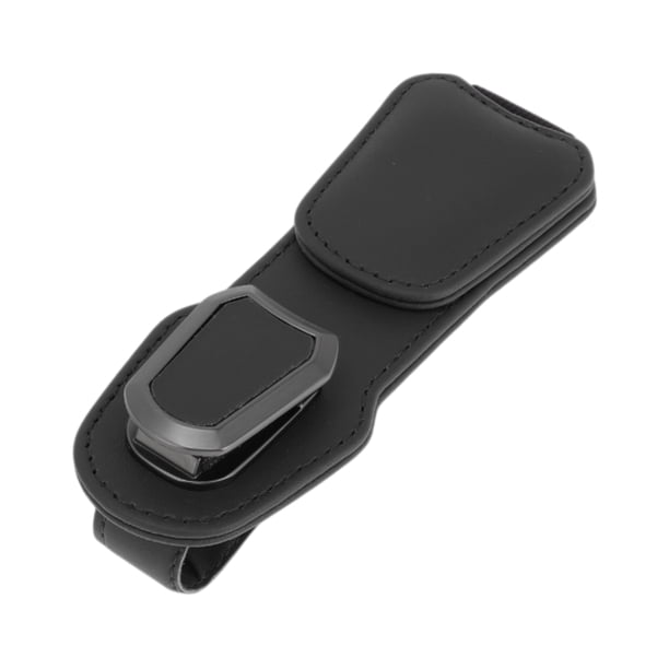 Clip para gafas de sol del coche Unique Bargains con soporte magnético universal para parasol de gafas de sol de cuero PU/metal negro 13.5x5cm 1 Pcs