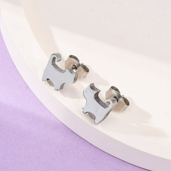 6pairs Tarnish Resistant 304 Stainless Steel Stud Earrings Hypoallergenic Earrings with Ear Nuts/Earring Back Cat Stainless Steel color 8x8mm Pin: 0.8mm