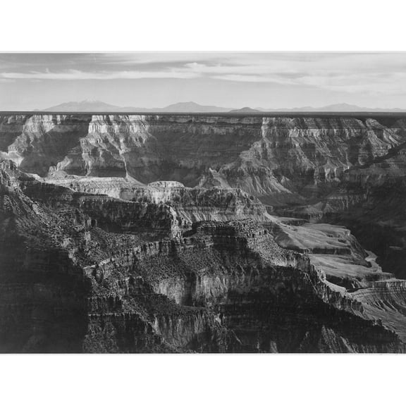 Art.com Broad View With Detail Of Canyon Horizon And Mountains Above Grand Canyon NP Arizona 1933-1942 Art Print by Ansel Adams, 32" x 24"