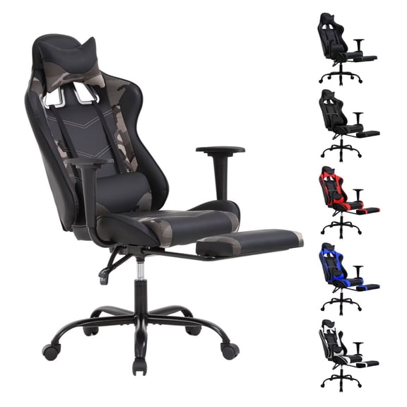 YRLLENSDAN Ergonomic Gaming Chair Adjustable Height with Footrest, Computer Chairs with Headrest and Lumber Support for Adults, PU Leather Desk Chair, Camo