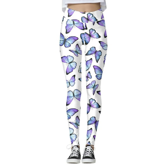 Zszcpp Athletic Leggings For Women Comfortable Skinny Relaxation Butterfly Cool Print Elastic Waist Colorful Pants Trousers