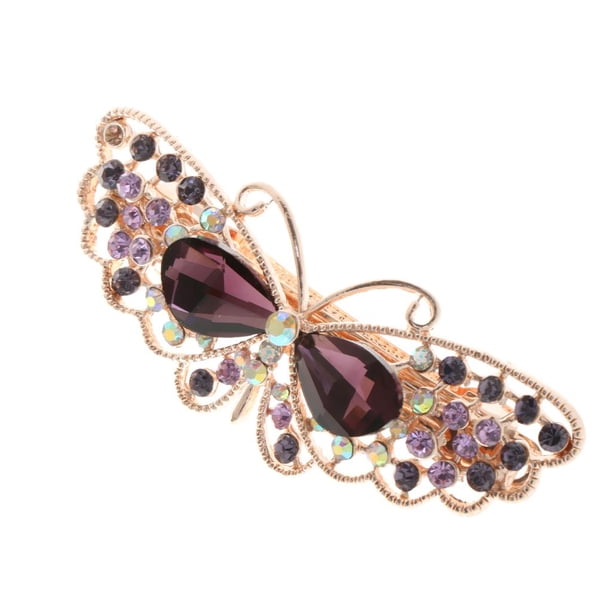 Crystal Rhinestone Mariposa Pinza para el cabello Horquilla Pinzas para el cabello Accesorios para el cabello Púrpura Baoblaze pinza de pelo de la mariposa