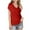 Red, variant on Ohufall Summer Womens T-shirts Fashion Solid Color Casual Short Sleeve Cowl Neck Shirts Summer Loose Fit Comfortable Pleated Blouse Tops