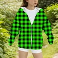 thumbnail image 5 of Ugoldhm Girls Plaid Hoodies Zip Up Loose Fit Sweatshirts Fall Coat Casual Jacket Sizes 4-15 Years, 5 of 5
