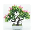thumbnail image 2 of Planta de simulación en maceta en miniatura con acento decorativo, rosa artificial semicircular de color rosa, 2 of 2
