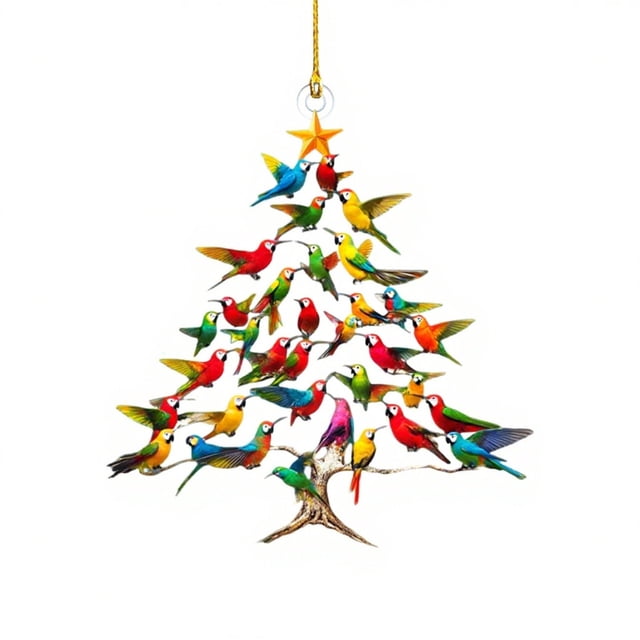 Adorno Navideño de Colibrí Colorido | Decoración para El Hogar de Acrílico de Doble Cara | Regalo Navideño para La Familia | 1 Adorno