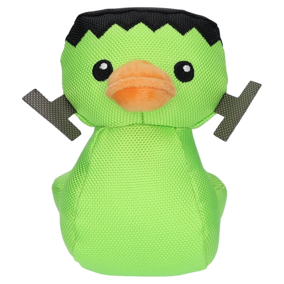 Vibrant Life Halloween Green Frankenstein Duck Plush Dog Toy with Squeaker, Chew Level 1