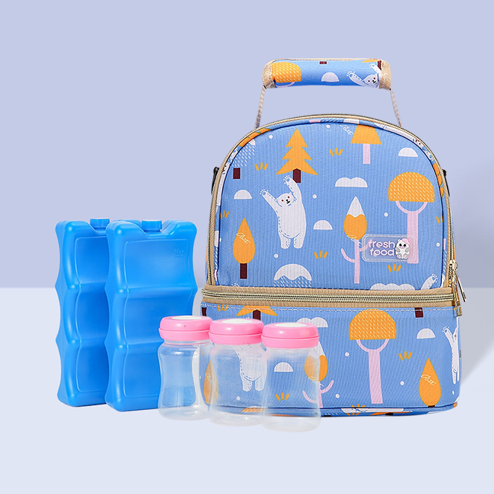 SPOORYYO Breastmilk Cooler Bag with Ice Pack,Insulation Bag Milk Bag Milk Storage Backpack Bento Bag Double-layer Breast Milk Backpack Milk Bottle Fresh-keeping And Refrigerated Mommy Bag
