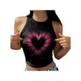 thumbnail image 2 of Seyurigaoka Women Juniors Heart Pattern Tanks Tops , Skinny Fit Casual Style Navel Summer Clothing, 2 of 5