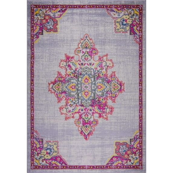 Ladole Rugs Traditional Indoor Long Runner Rug - Geode Antique Style 2x9 Room Decor Soft Carpet for Living Room, Entryway, and Hallway - Pink and Grey, 3x10 (2'7" x 9'10", 80cm x 300cm)
