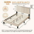 thumbnail image 3 of Pingliang Home Queen Size Bed Frame with Adjustable Upholstered Headboard&Wood Slats Support,Beige, 3 of 9