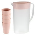 thumbnail image 1 of GOOHOCHY Hervidor de agua de plástico de 1,6 l, resistente al calor, para agua fría, zumo, con tapa y 4 vasos (rosa), 1 of 8