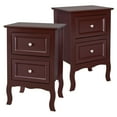 thumbnail image 2 of paproos Modern Bed Side Table Set of 2, Nightstand with with 2 Storage Drawers, Sofa Side Table for Living Room, Bedroom, Brown, 2 of 10