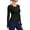Black, variant on Womens Workout Shirts Long Sleeved Seamless Compression Sports Top Round Neck Lightweight Athletic Shirts