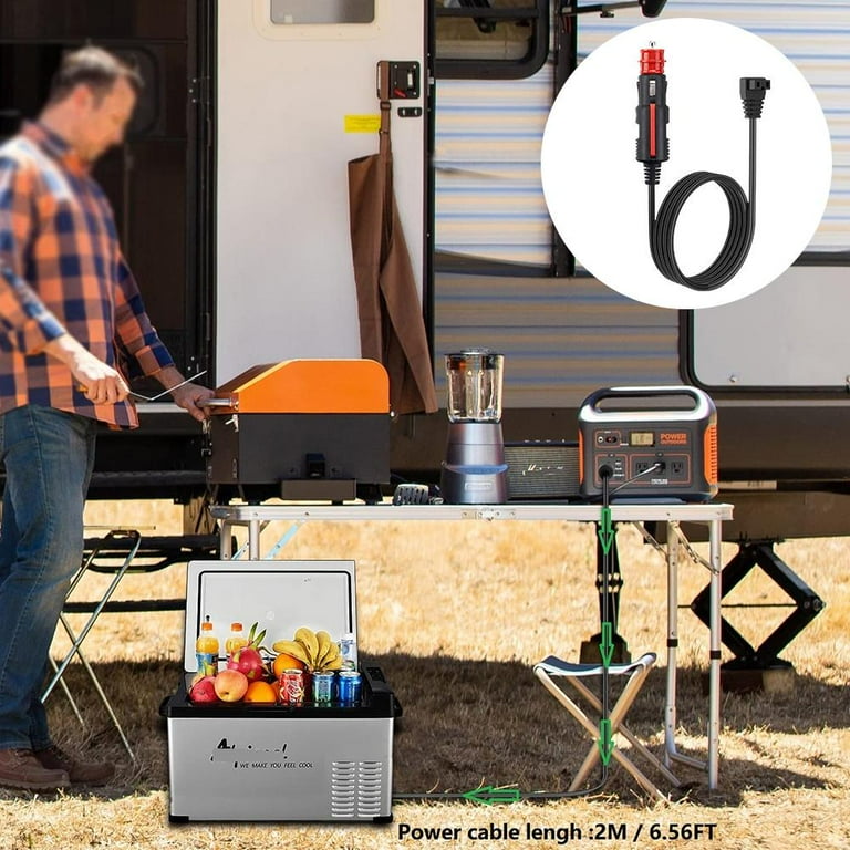 cigarette lighter refrigerator car fridge VEVOR 12 Volt Car Refrigerator, 50L Car Fridge, Portable Electric Cooler with -20 to 20 Adjustable Temperature, 12/24V DC and 100- 240V AC Compressor Freezer for Outdoor, Camping, Travel, RV heat resistance (105C / 221F). 3.5m 14awg Car Refrigerator Power
