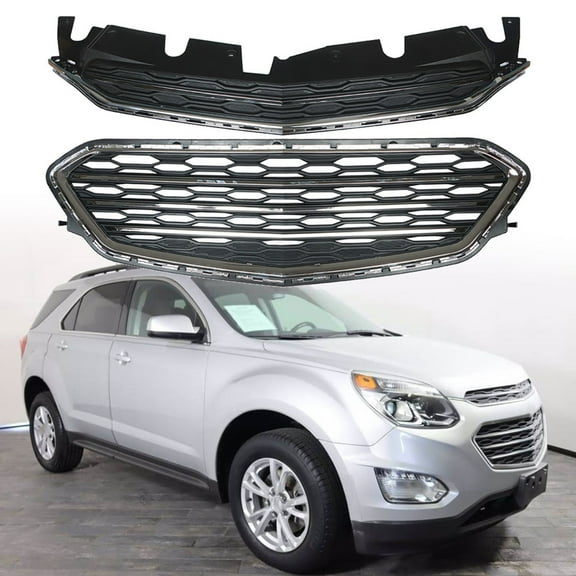 LABLT Front Bumper Upper and Lower Grille Chrome Grill for 16-17 Chevrolet Equinox