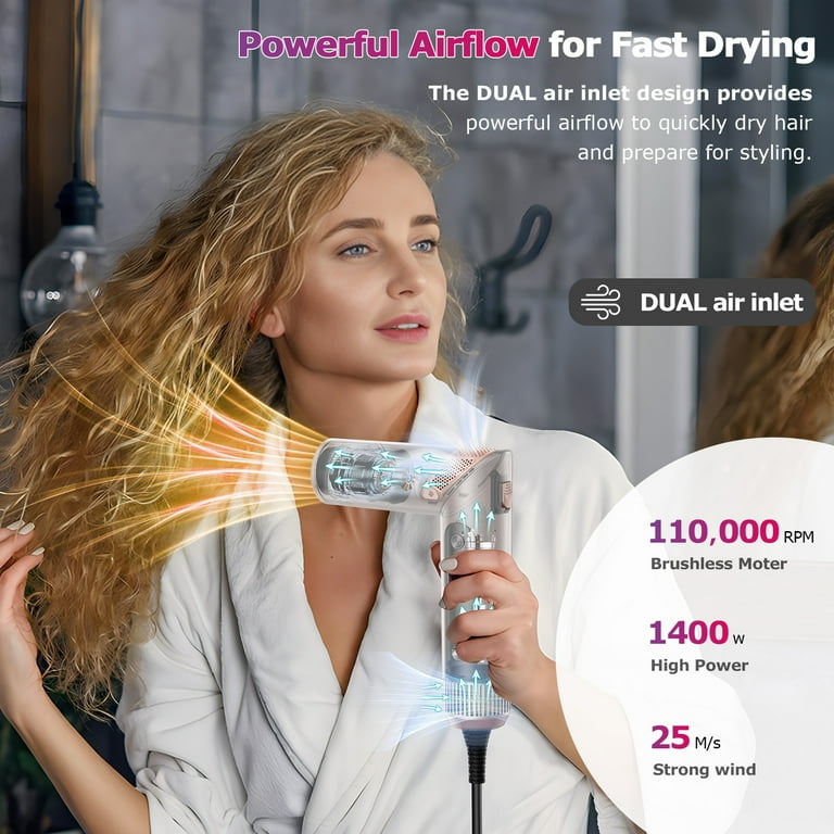 RACCOMB 5 in 1 Hair Styler Air Styling Drying System Powerful Hair Dryer Brush Multi Styler with Auto Wrap Curlers Oval Brush Hair