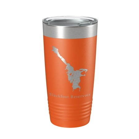 

Blackfoot Reservoir Tumbler Lake Map Travel Mug Insulated Laser Engraved Coffee Cup Idaho 20 oz Orange