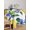 Blue Yellow, variant on Yellow Lemon Table Cloth, Blue Flower Botanical Blossom Motif Spring Waterproof Tablecloth for Square Tables, Reusable Washable Fabric Table Cover for Restaurant Kitchen Dining Tables 60"x60"