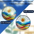 thumbnail image 5 of Artistic Colorful Sunrise Stained Glass Suncatcher - Window Wall Hanging Ornament Hand-Painted Glass Panel Sun Catcher - Decoration for Home Garden Christmas Party Wedding Housewarming Gifts, 5 of 5