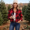 thumbnail image 6 of Yifymode Cropped Jacket Women Fall Outwear Button Down Plaid Trendy Cropped | Plaid Jacket Women, Gingham Shackets Coats Petite, Fashion, 6 of 9