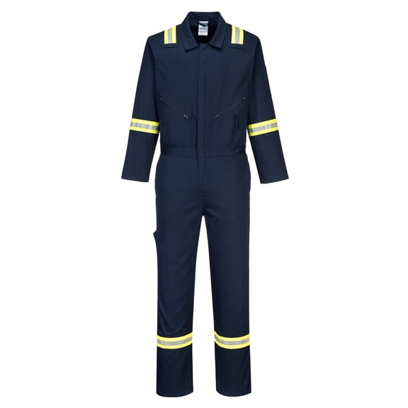 Portwest F129 Mens Modern Reflective Iona Extra Cotton Work Coverall Navy, 2X- Large