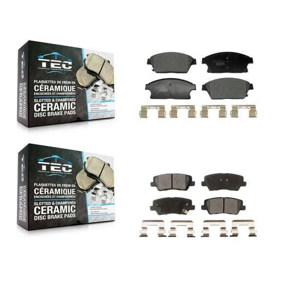 TEC Front Rear Ceramic Brake Pads Kit for Car 2013-2015 Cadillac ATS with 300mm Diameter Rotor KTC-100789