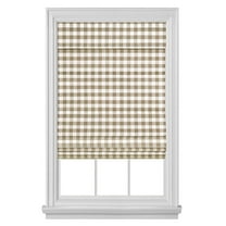 36 x 64 in. Cordless Buffalo Check Roman Window Shade, Taupe