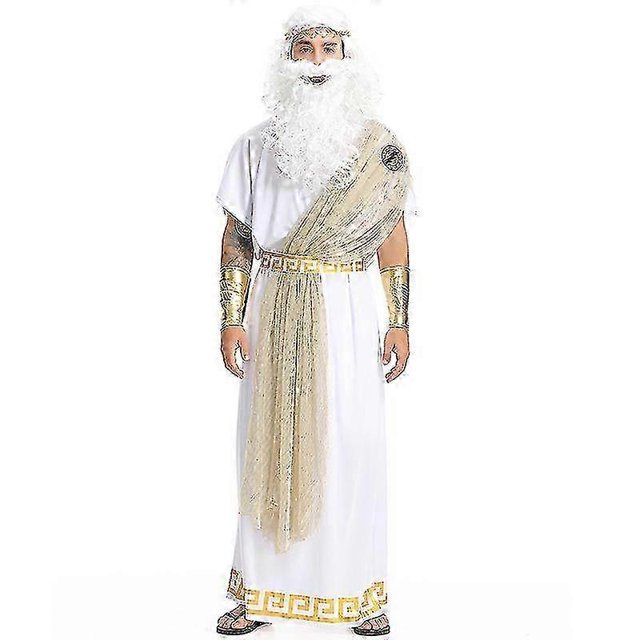 2026 Adult Roman King Greek Halloween Fancy Dress Up God Men Zeus Costume