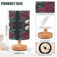 thumbnail image 3 of WOBOGO Skull Red Rose Darkpattern Bedroom Table Lamp USB Power Connector Wooden Base Round Linen Shade For Living Room Desk, 3 of 7