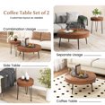thumbnail image 6 of Set of 2 Solid Wood Round Coffee Table with Metal Legs, Farmhouse Nesting Coffee Table Center Table for Living Rooms,Brown, 6 of 9