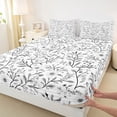 thumbnail image 3 of Homewish Chic Flowers 4pcs Bed Sheets for Teens Boys Girls,Spring Garden King Sheets,Floral Blossoms Leaves Super Cozy Sheet Set,Lightweight Room Decor, 3 of 7