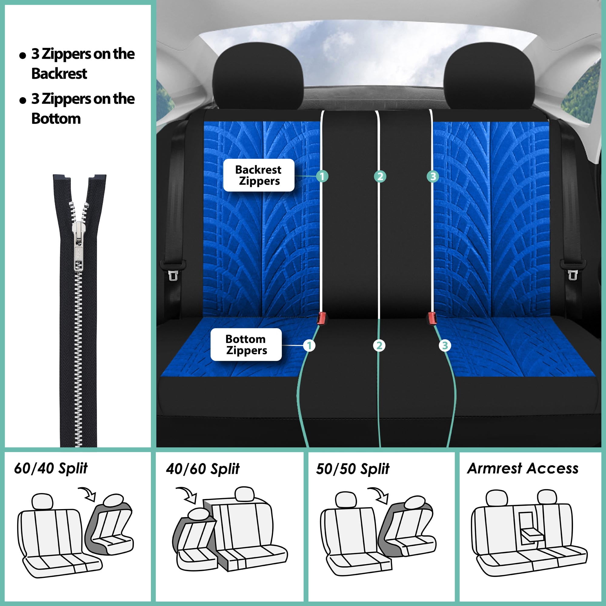 FH Group Travel Master Universal Seat Covers Fit For Car Truck SUV Van - Rear Bench