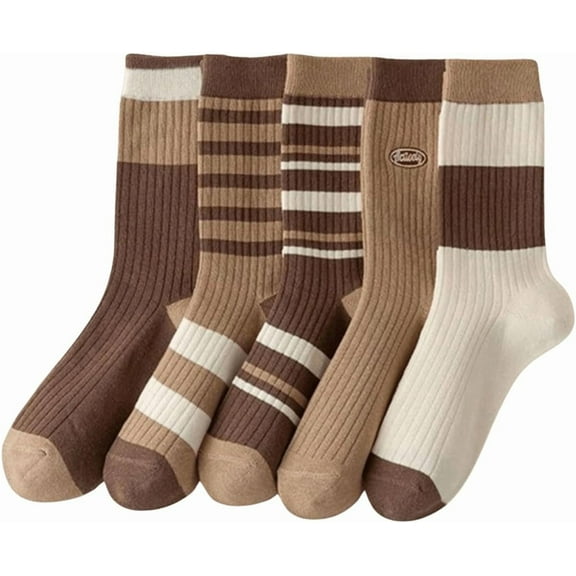 YooGuoGuo Women's 5 Pairs Retro Plaid Floral Crew Socks Casual Soft Socks
