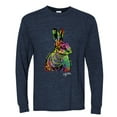 thumbnail image 2 of Wild Bobby, Colorful Rainbow Rabbit Animal Lover Mens Long Sleeve Shirt, Vintage Heather Navy, 3XL, 2 of 3