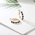 thumbnail image 4 of Gem Stone King 1.16 Ct Black Onyx Blue Created Sapphire 18K Yellow Gold Plated Silver Earrings, 4 of 4