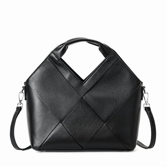 New Top Layer Cowhide Braided Women's Work Handbags Triangular Design Fashionable Soft Genuine Leather Tote Crossbody Bags